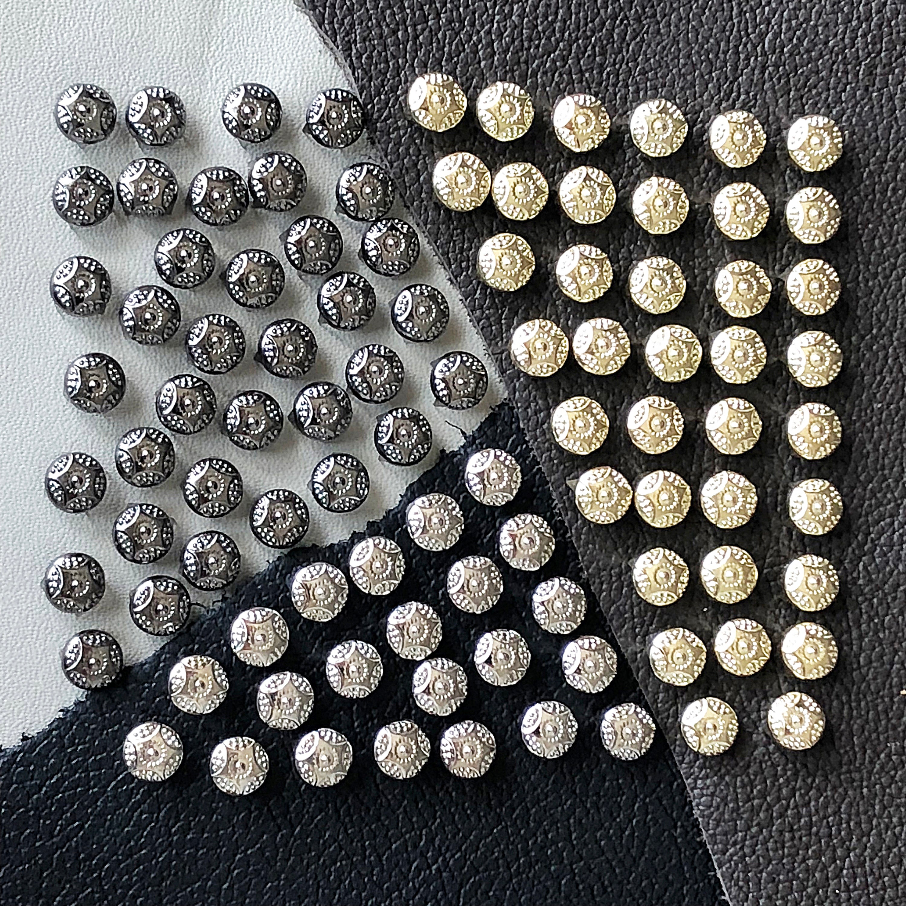 100pcs 9mm Gold Silver Gun Metal Color Prong Studs Rivets Craft Supplies Hardware Leatherworking for Fabric Leather Wood Rubber Projects -A6